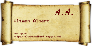 Altman Albert névjegykártya